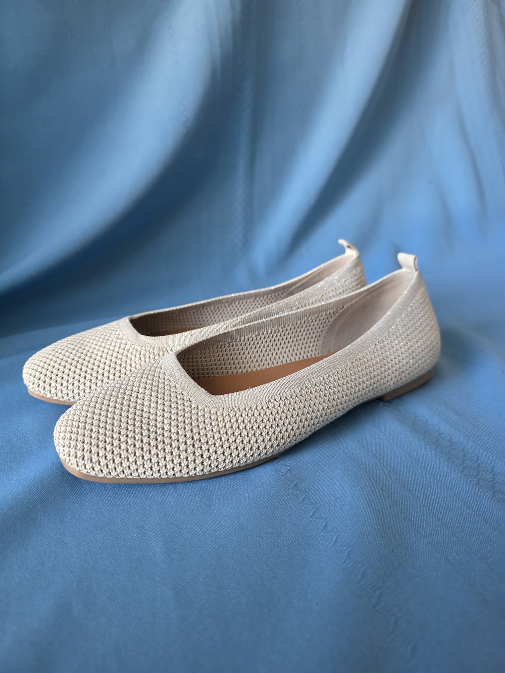 Lucky Brand Daneric Platinum Natural Metallic Knit Ballet Flats Size 8M